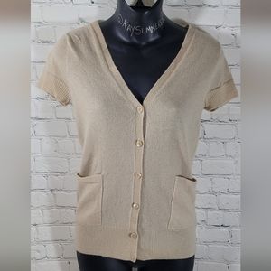 #65 J.crew Cashmere button up beige cardigan size small